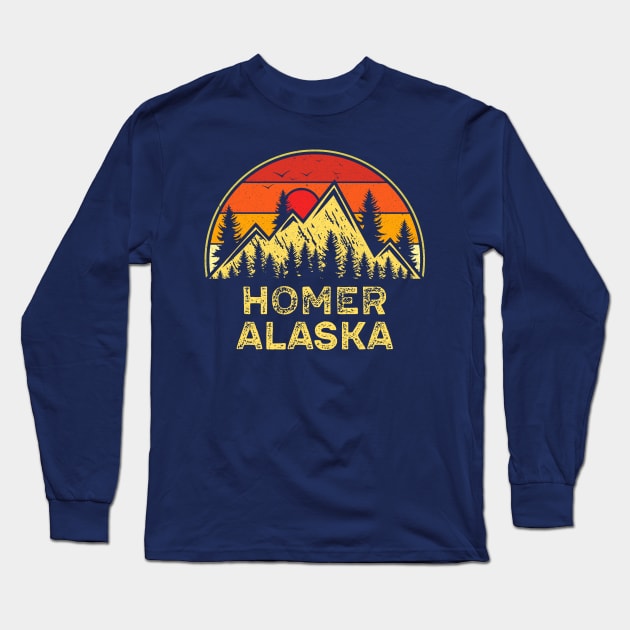 Vintage Homer Alaska AK Mountains Outdoor Hiking Souvenir Long Sleeve T-Shirt by kalponik